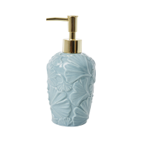 Ceramic Soap Dispenser Embossed Petal In Sky Blue Rice DK